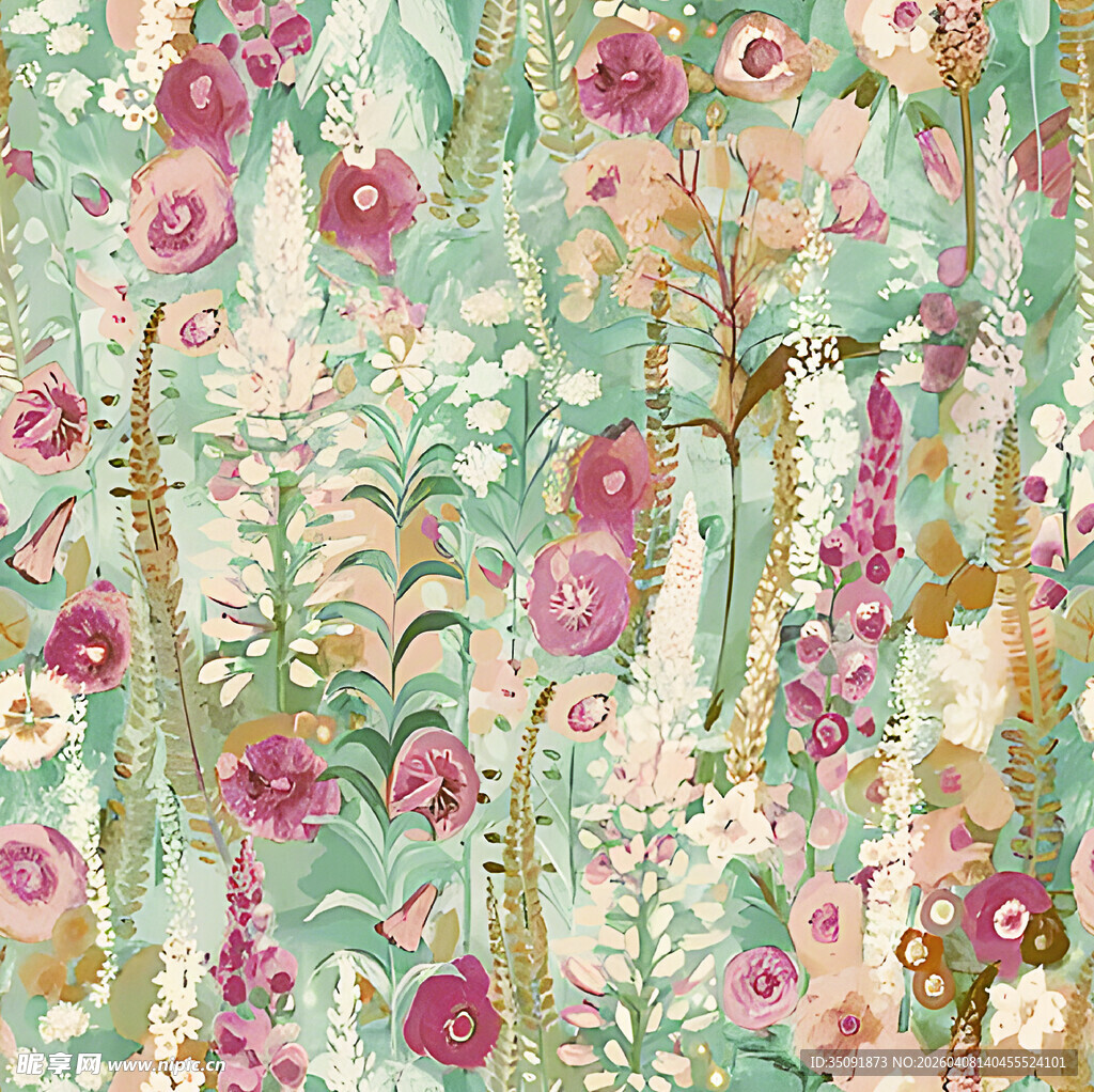 清新花卉图案布料纹理