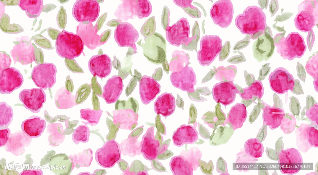 粉色花卉水彩图案背景