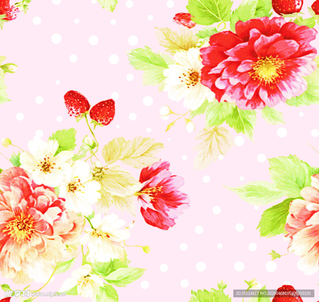 粉色花卉草莓图案背景
