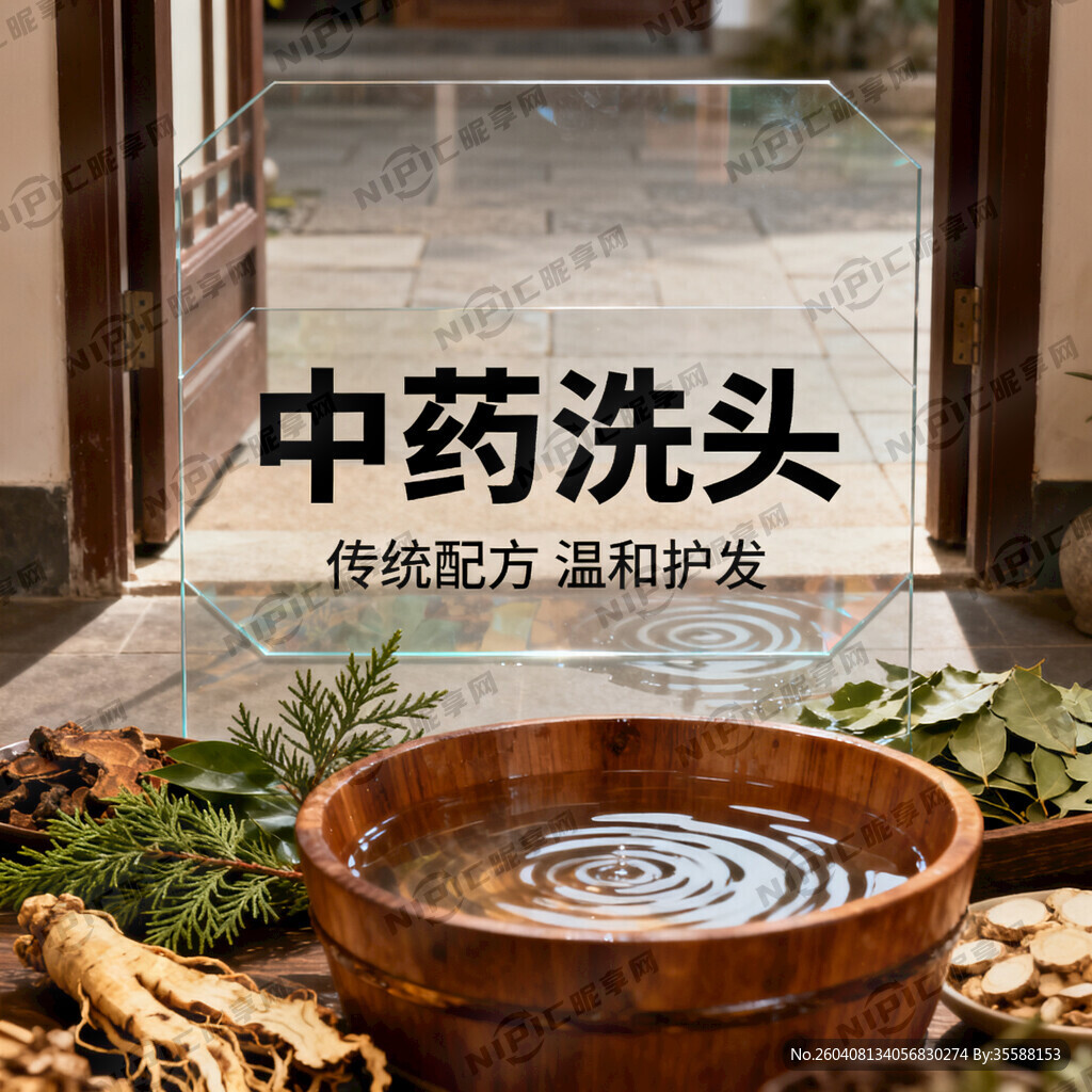 中药洗头放门口透视贴