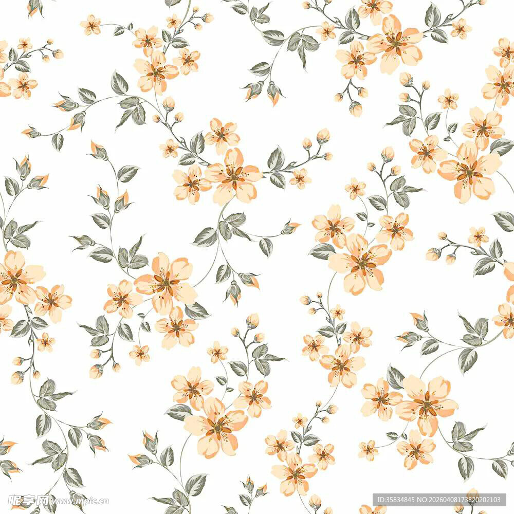 小黄花 绿叶 图案 