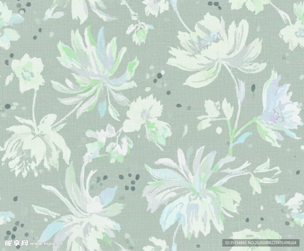 淡绿色 花卉 图案 