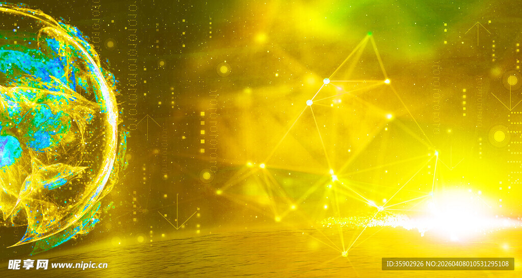 梦幻金色星球光影背景图