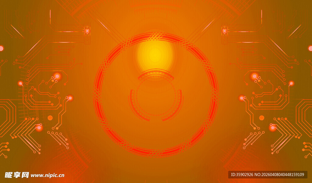 橙色光效科技感背景图