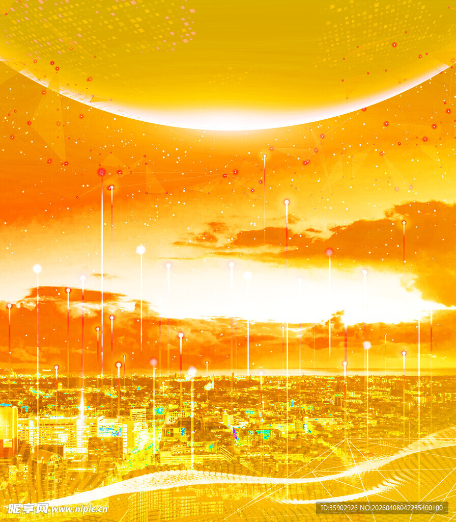 城市黄昏天际线梦幻景象