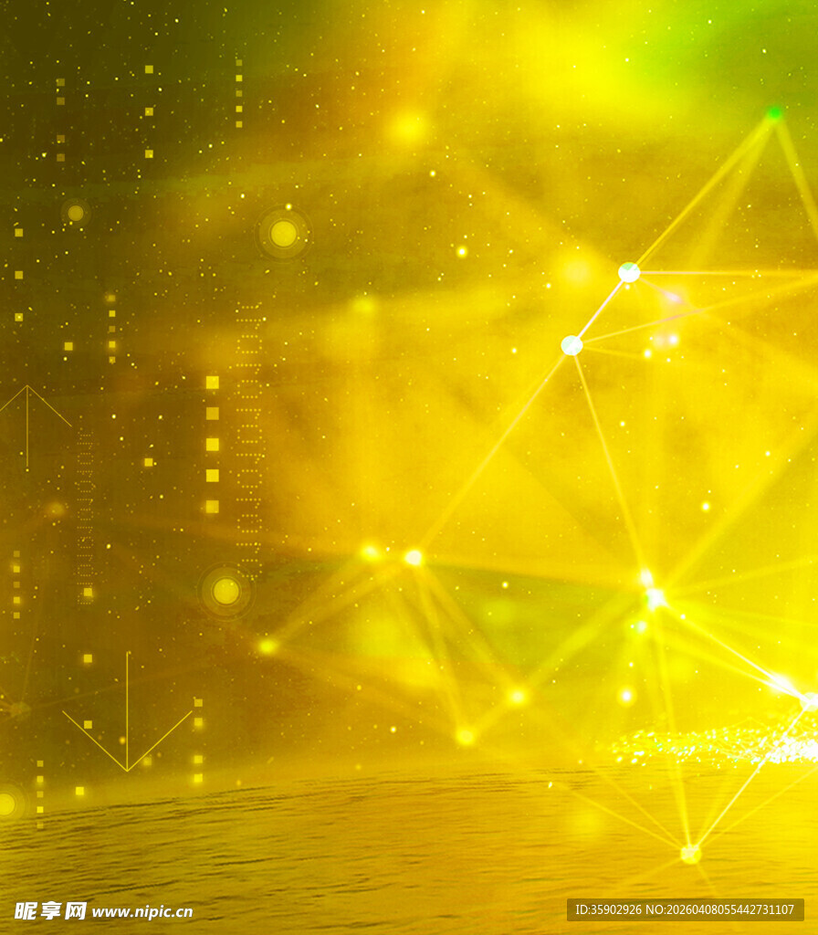 金色科技感发光几何背景