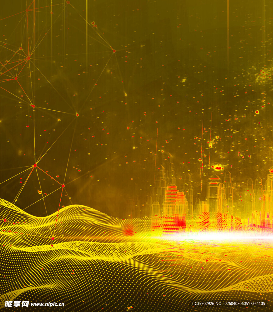 梦幻金色光线科技背景图