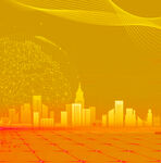 金色科技风城市天际线