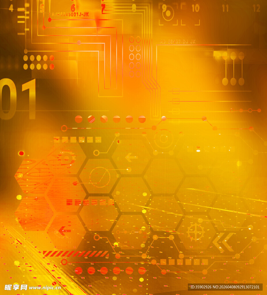科技感黄色数字背景图案