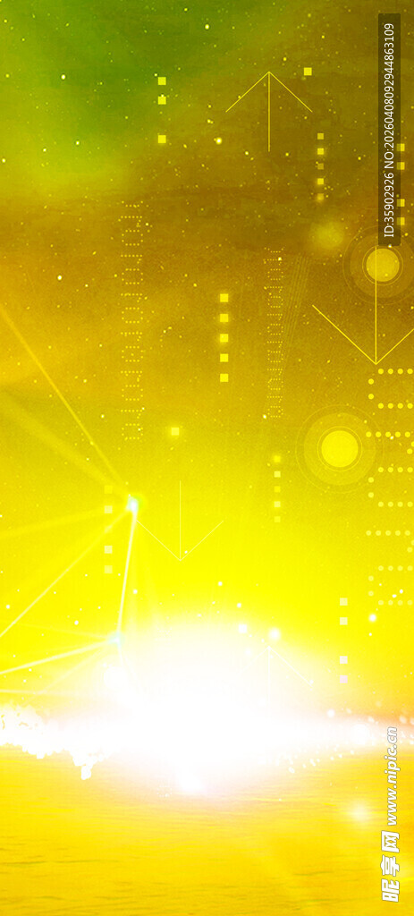 炫彩黄色科技光效背景