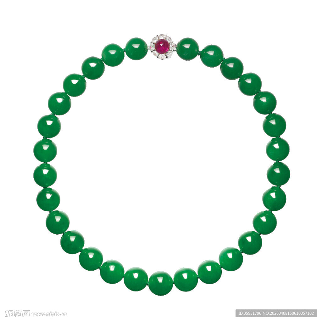 翠绿圆珠项链
