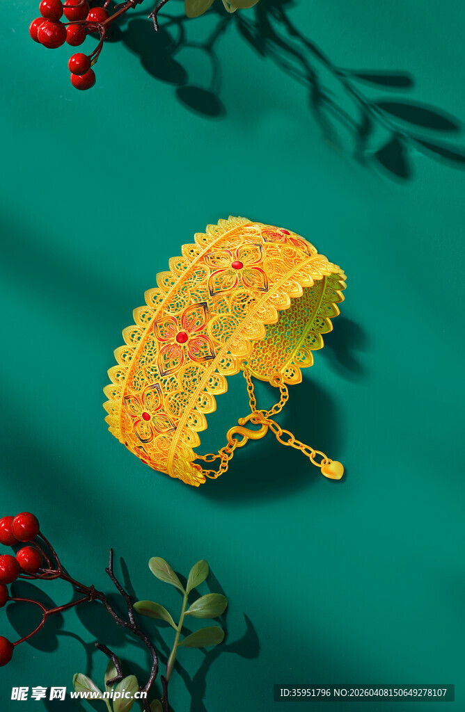 精致古风金质扇形饰品  软膜