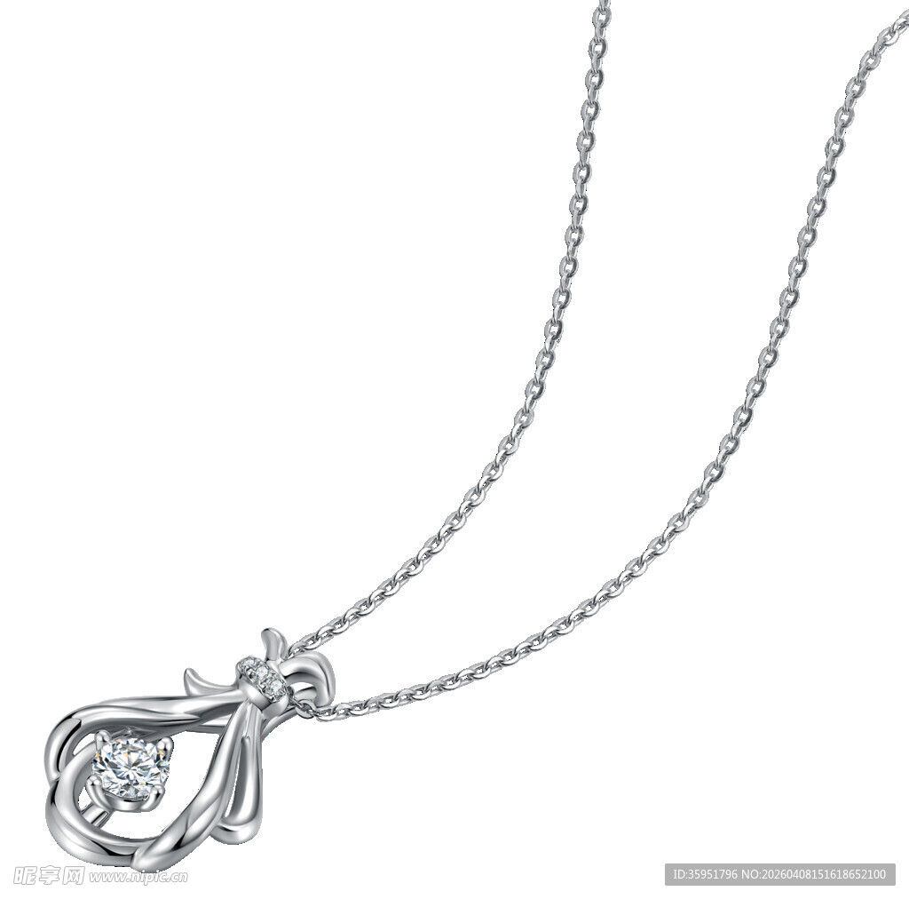 精致钻石吊坠项链