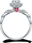 璀璨钻石红宝石订婚戒指