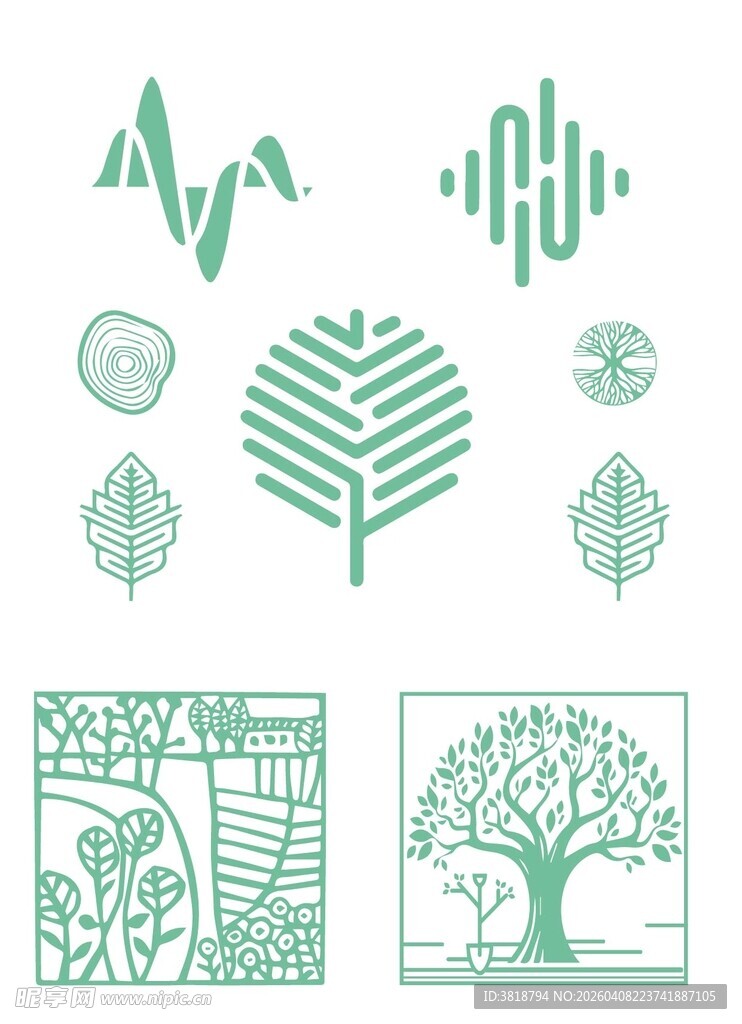 树叶树木图案设计素材