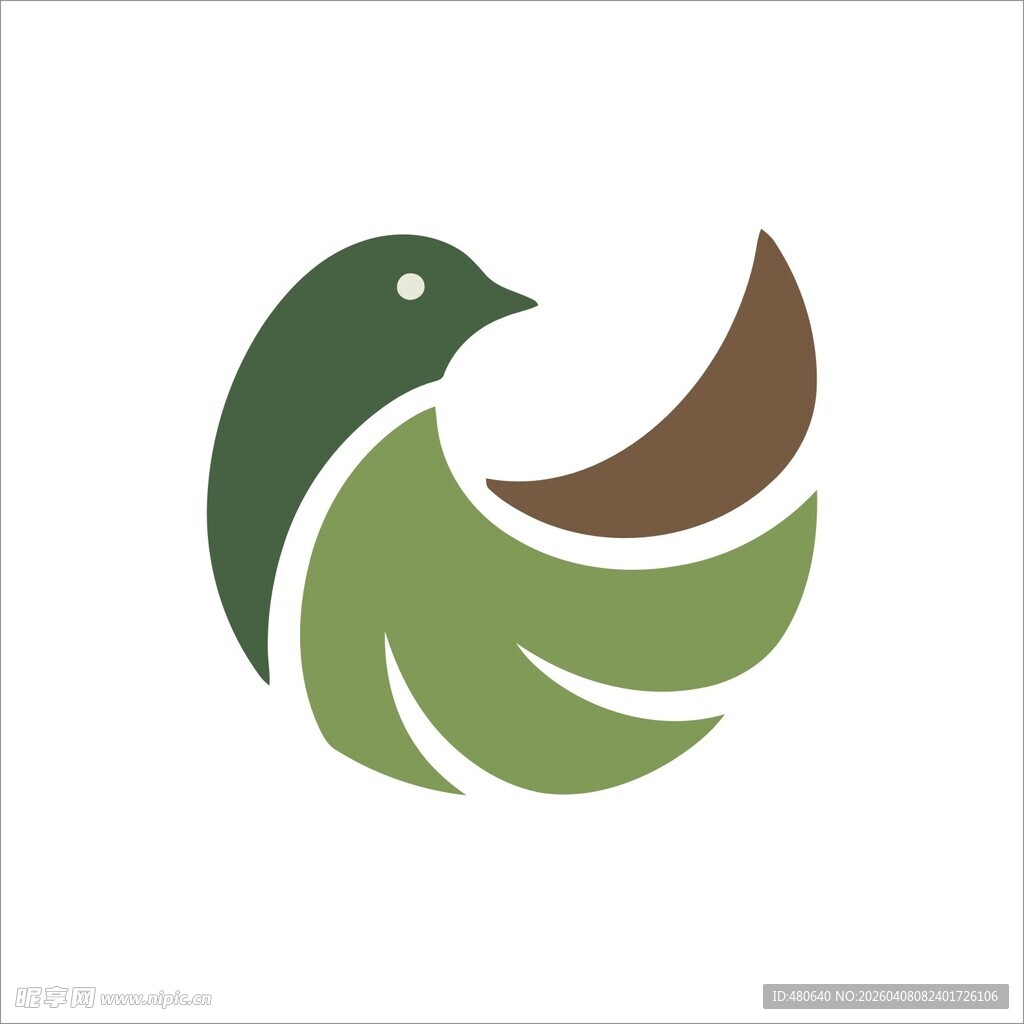 绿色飞鸟简约标志设计