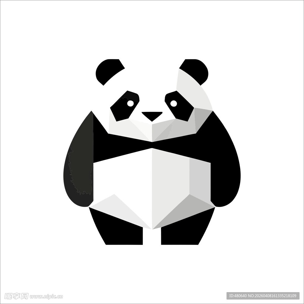 可爱几何风熊猫形象