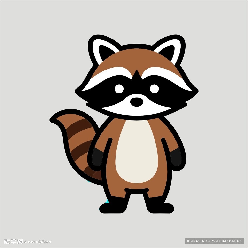 可爱浣熊卡通形象展示