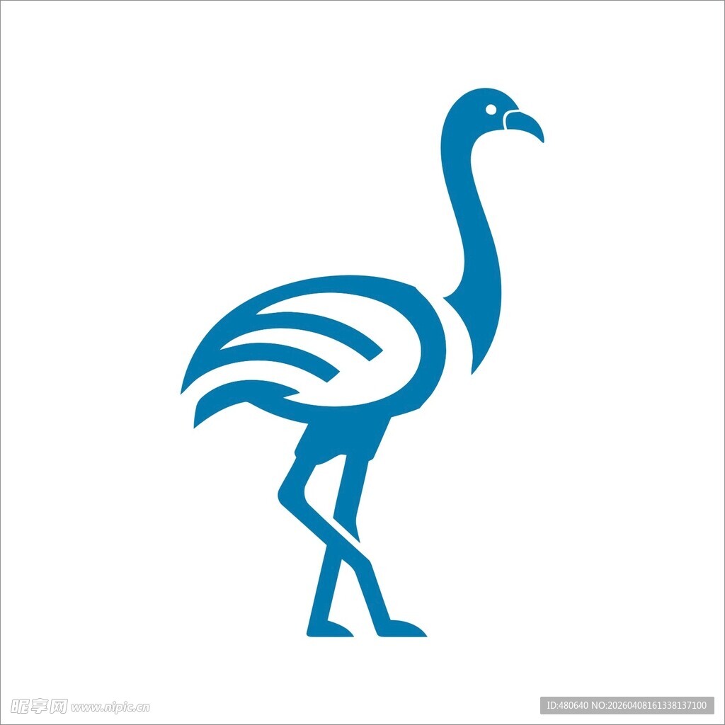 蓝色简约风格鸵鸟图标
