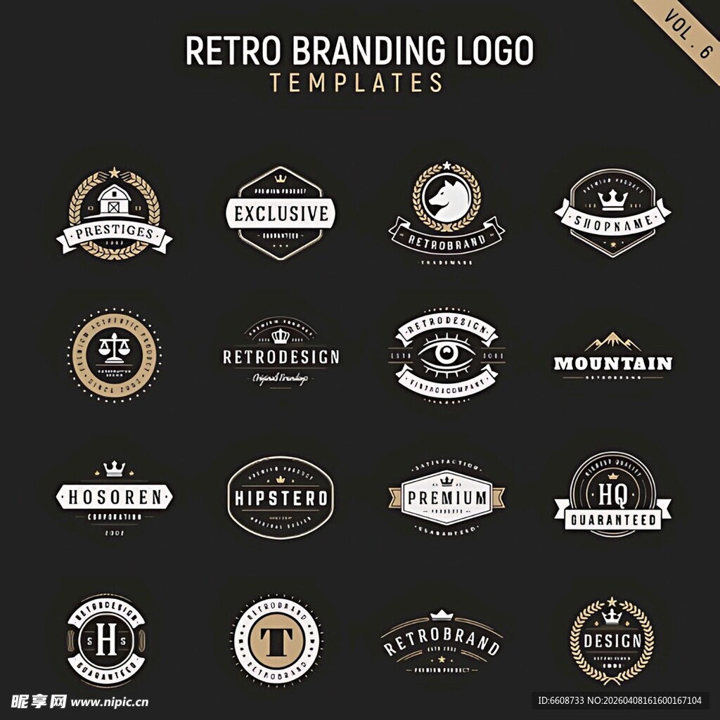 复古破损徽标模板集合