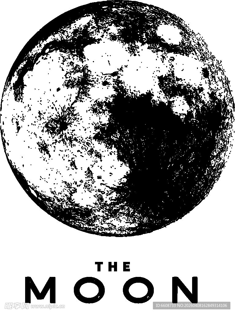 简约黑白月球图案设计