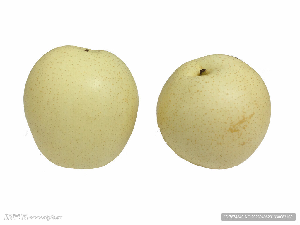 两个浅黄色圆润梨子