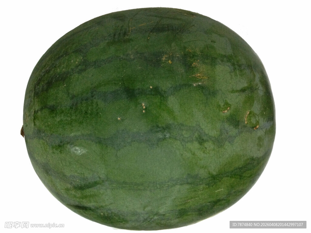 新鲜圆滚滚的绿皮大西瓜