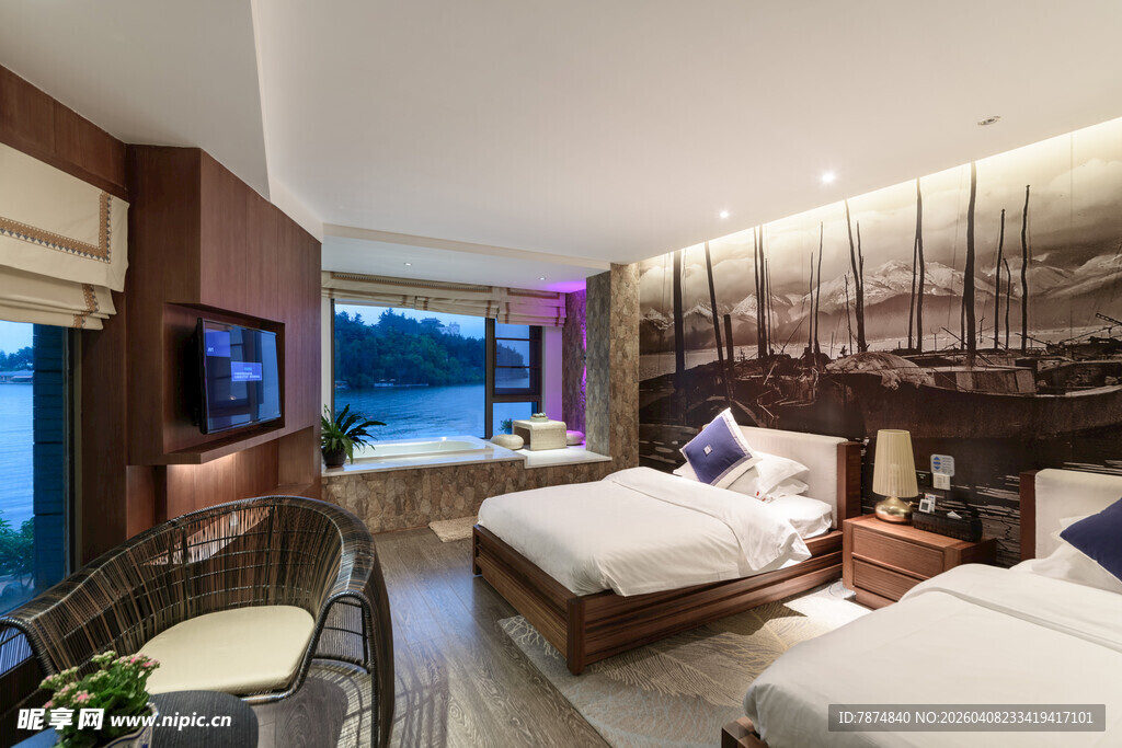 豪华现代风格的舒适卧室