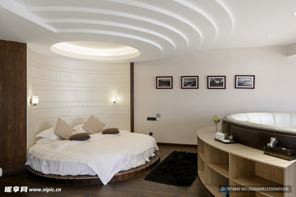 现代简约风圆形床卧室