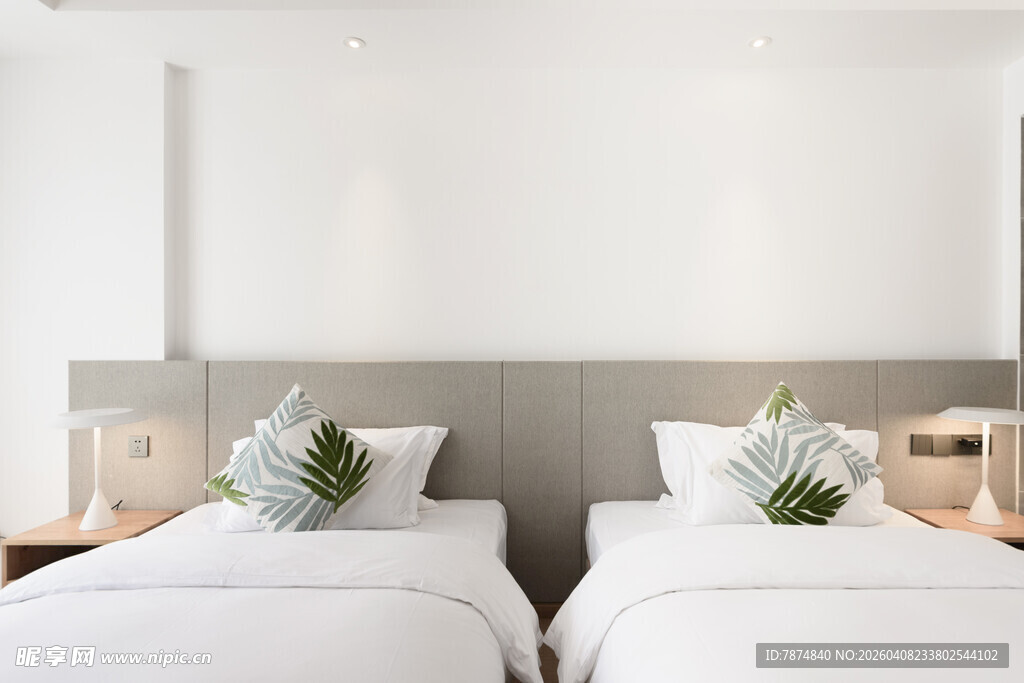 简约双床卧室温馨场景