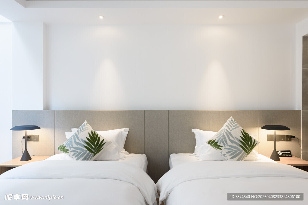 简约双床卧室温馨场景