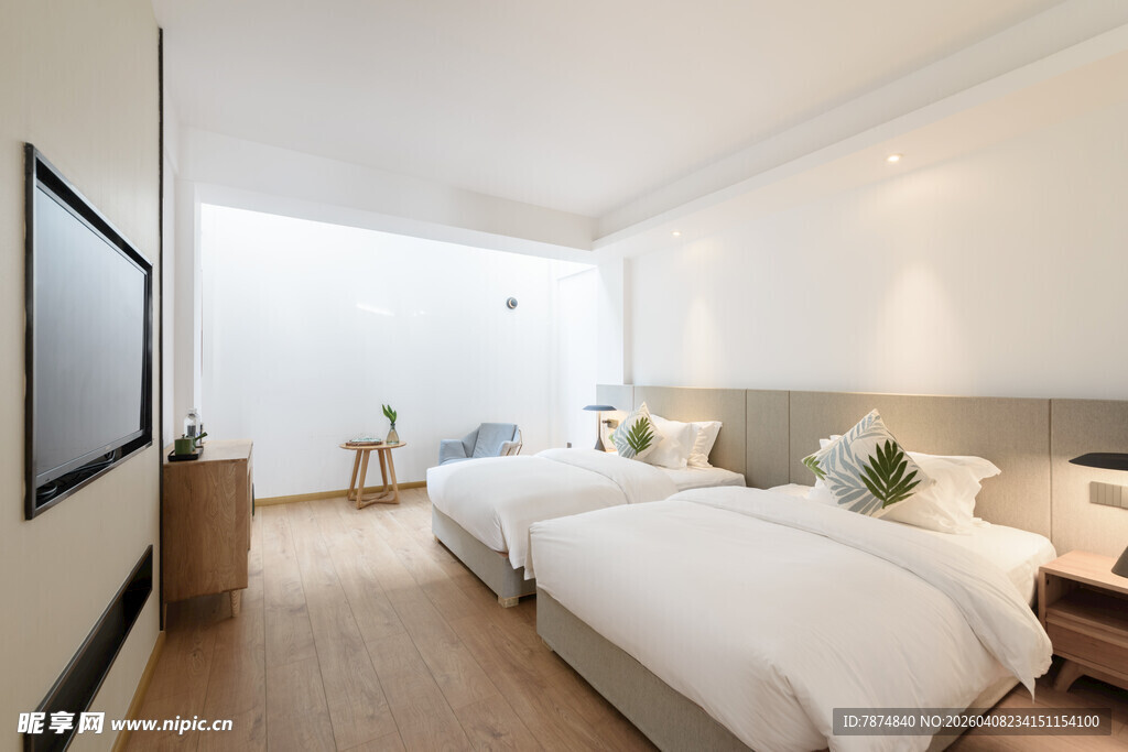 现代简约风格双床卧室