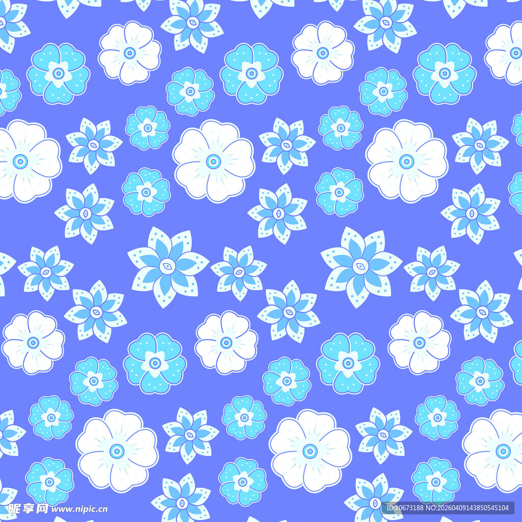 蓝底花卉图案背景