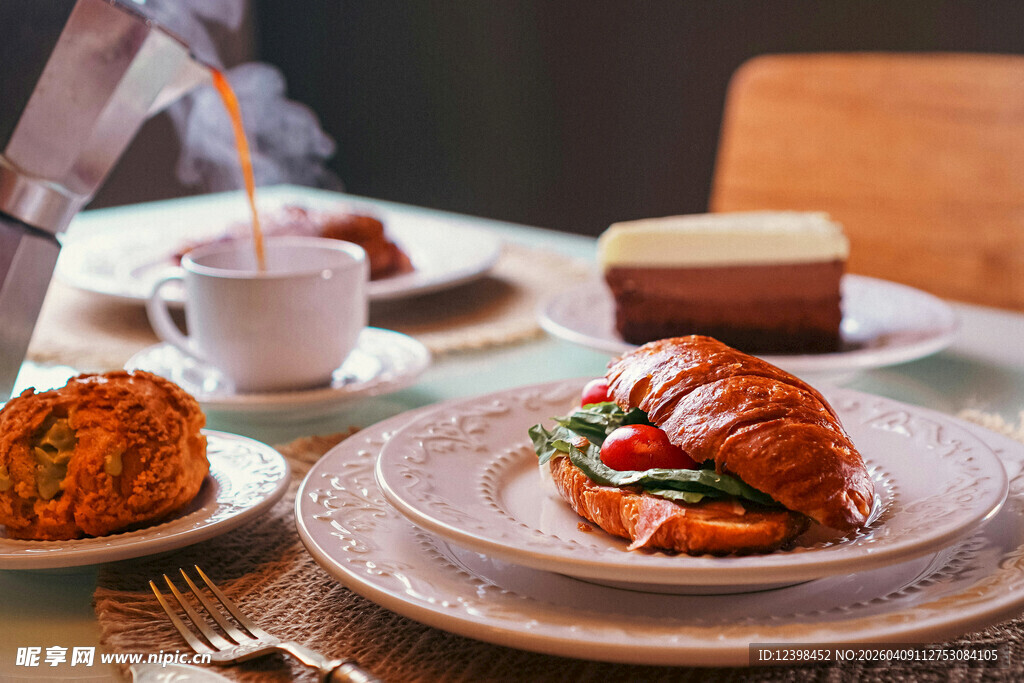 精致早餐美食摆盘展示
