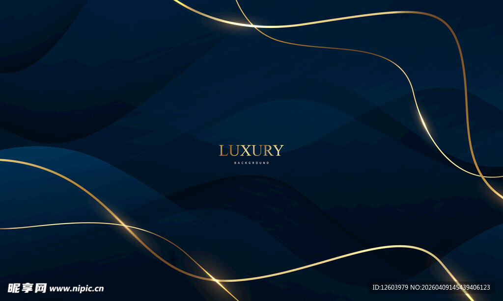 深蓝背景上的金色曲线图案