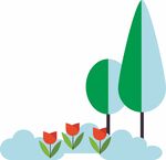 春日绿植与花朵插画