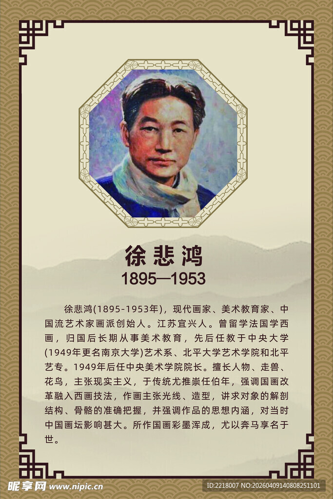 徐悲鸿人物介绍卡片