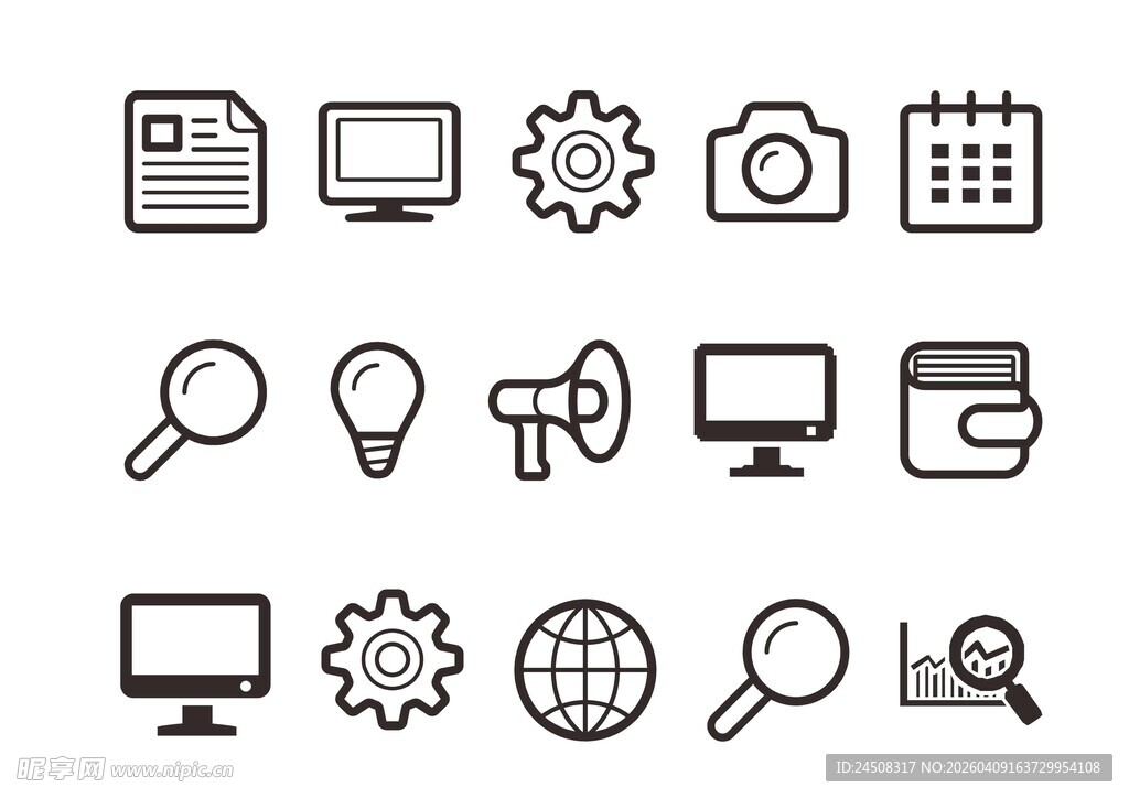 科技与办公相关图标集合