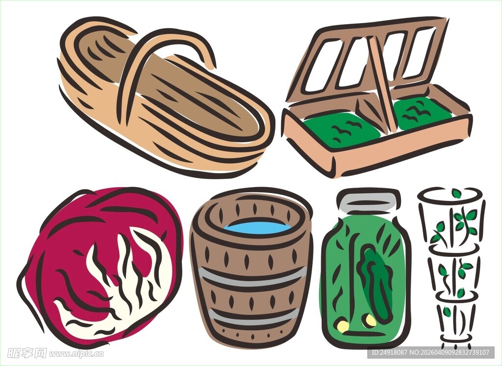 田园风生活用品插画