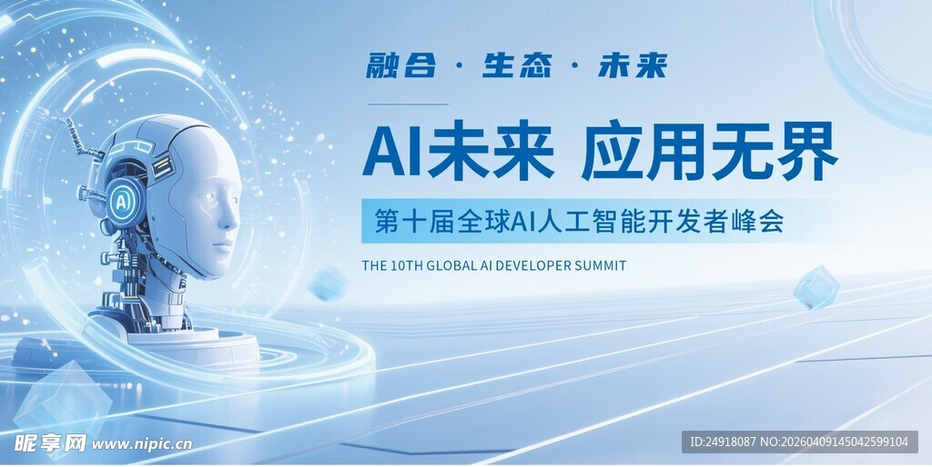 AI人工智能 蓝色科技背景