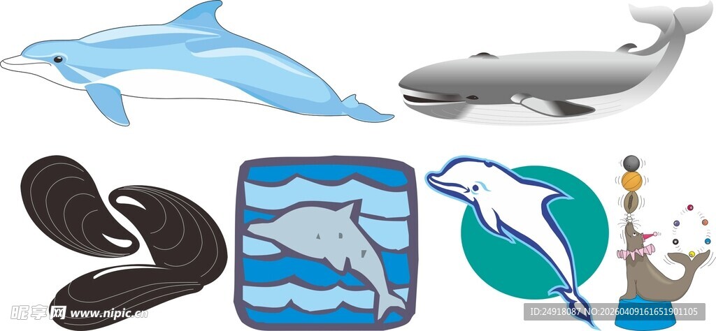 海洋生物图标集合