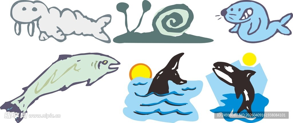 海洋生物插画集合