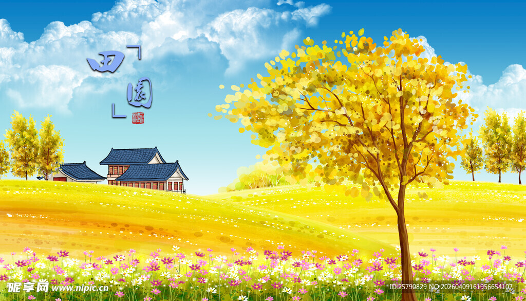 秋日田野中的风景