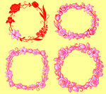 多彩花卉装饰框图案集合