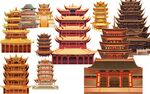 中式古建筑塔楼庙宇集合