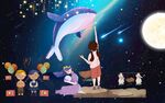 女孩与鲸鱼的梦幻场景