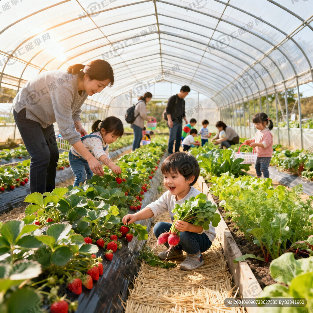 生态农场 大棚草莓和蔬菜