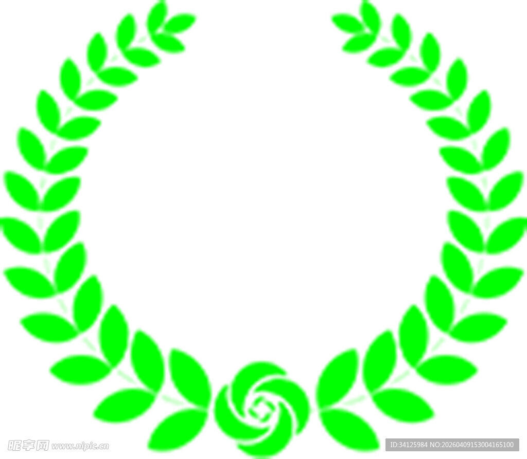麦穗绿色橄榄枝花环图案