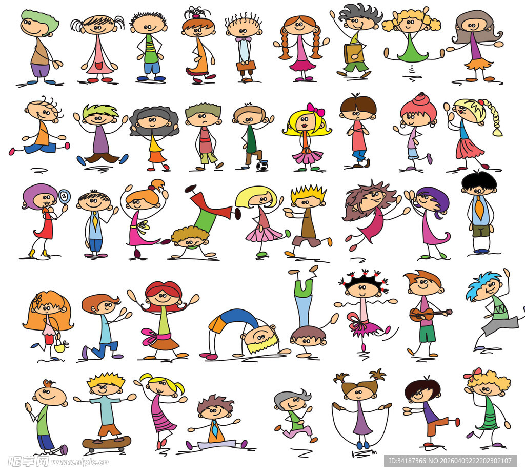 多样卡通儿童形象集合