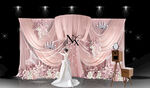 粉色系布幔迎宾婚礼场景布置